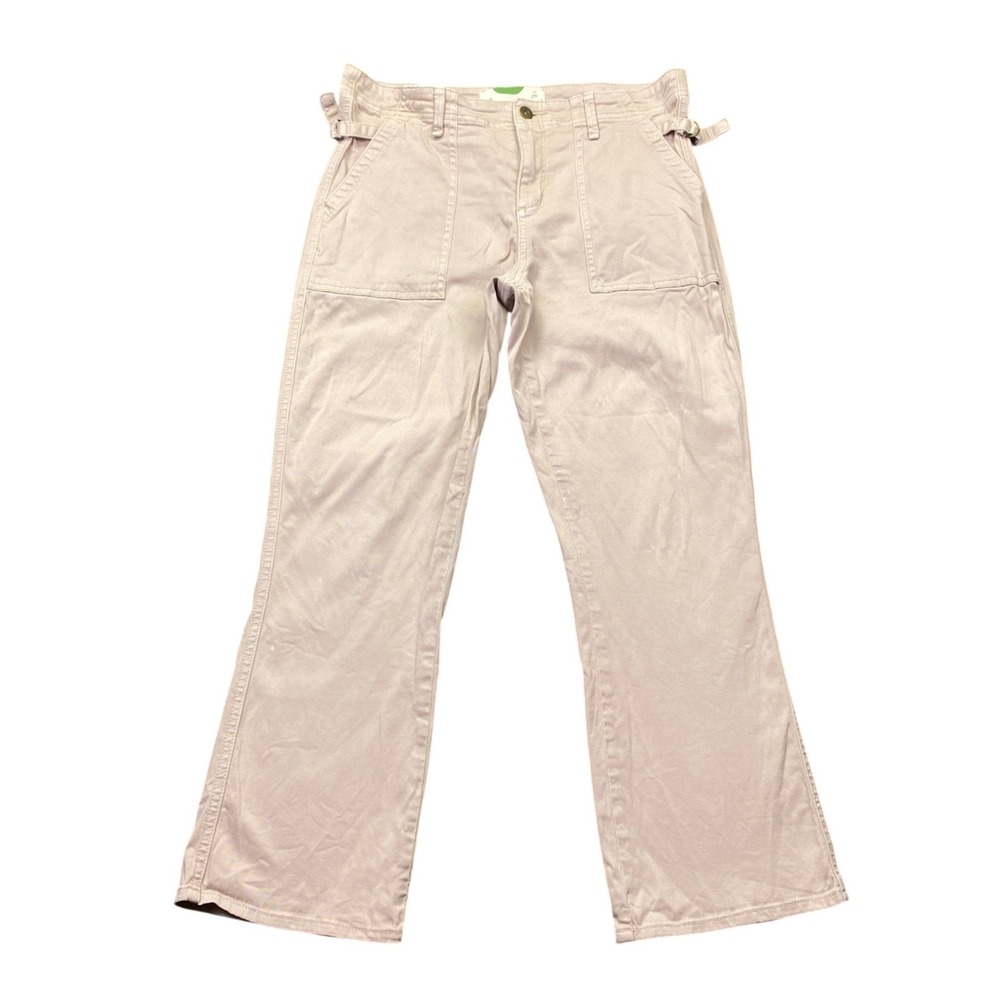 Pilcro and the Letterpress Light Beige Wide-Leg Trousers